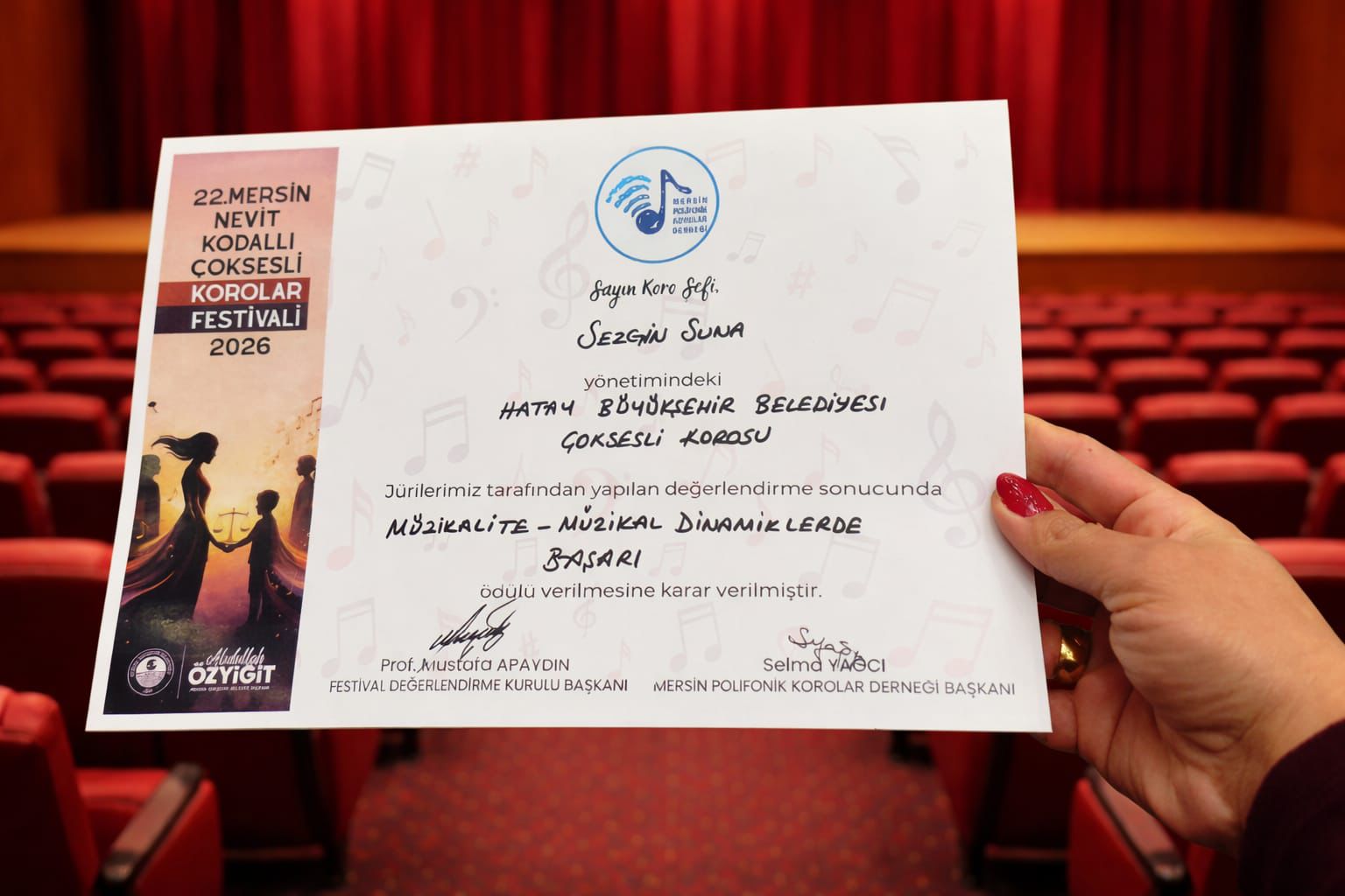 HATAY BÜYÜKŞEHİR BELEDİYESİ ÇOK SESLİ KOROSU’NA ÖDÜL