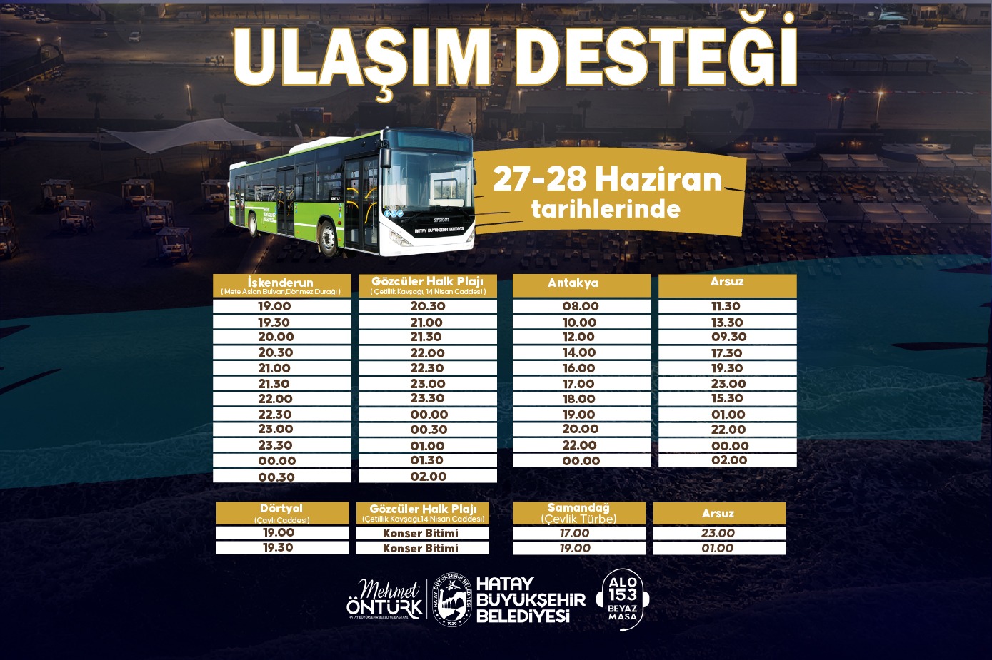 HBB’DEN ARSUZ XFEST FESTİVALİ’NE ÜCRETSİZ ULAŞIM DESTEĞİ