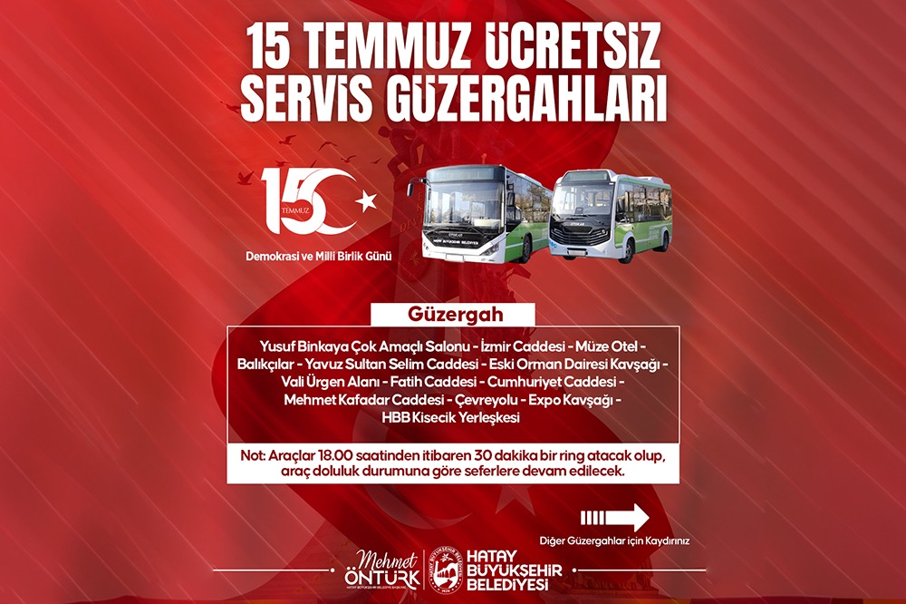 HBB’DEN 15 TEMMUZ PROGRAMINA ÜCRETSİZ ULAŞIM 