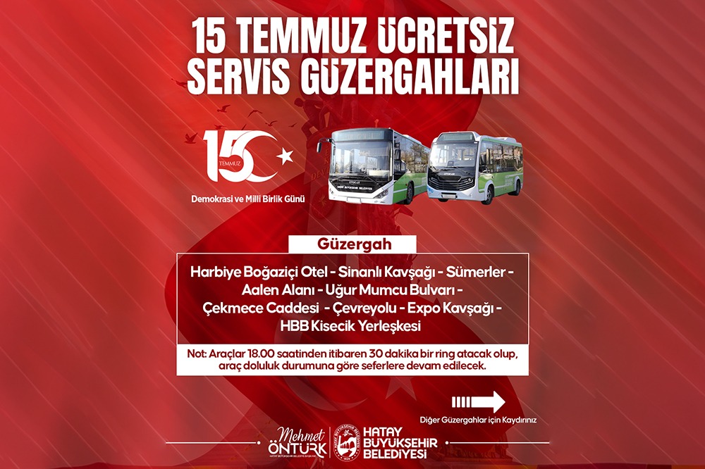 HBB’DEN 15 TEMMUZ PROGRAMINA ÜCRETSİZ ULAŞIM 