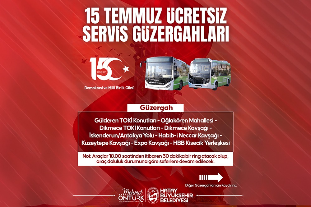 HBB’DEN 15 TEMMUZ PROGRAMINA ÜCRETSİZ ULAŞIM 