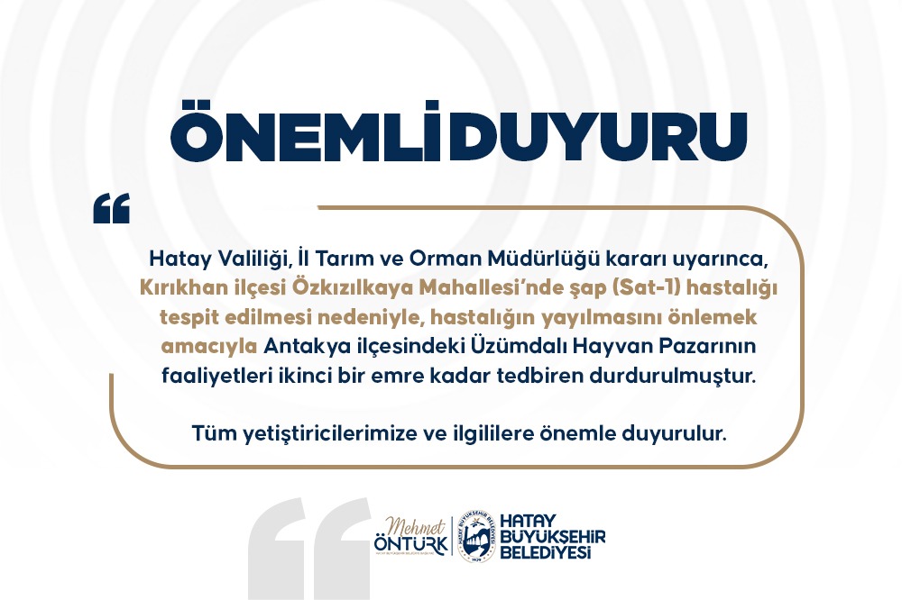 ÜZÜMDALI HAYVAN PAZARINA ŞAP TEDBİRİ 