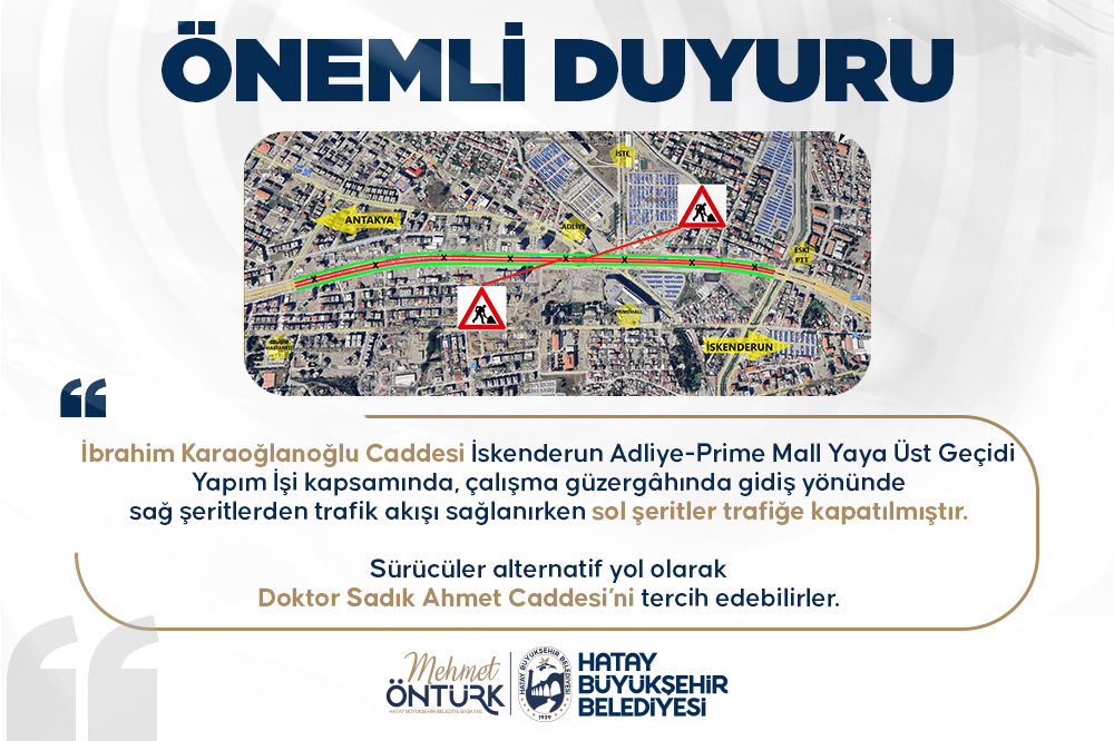 BÜYÜKŞEHİRDEN İSKENDERUN’A YENİ YAYA ÜST GEÇİDİ